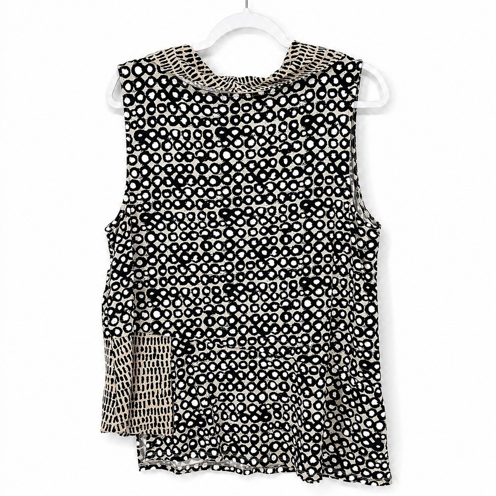 Habitat Dots & Lines Cowl Neck Tank Top Black/White Lagenlook Sz Large Art Layer - Picture 3 of 5